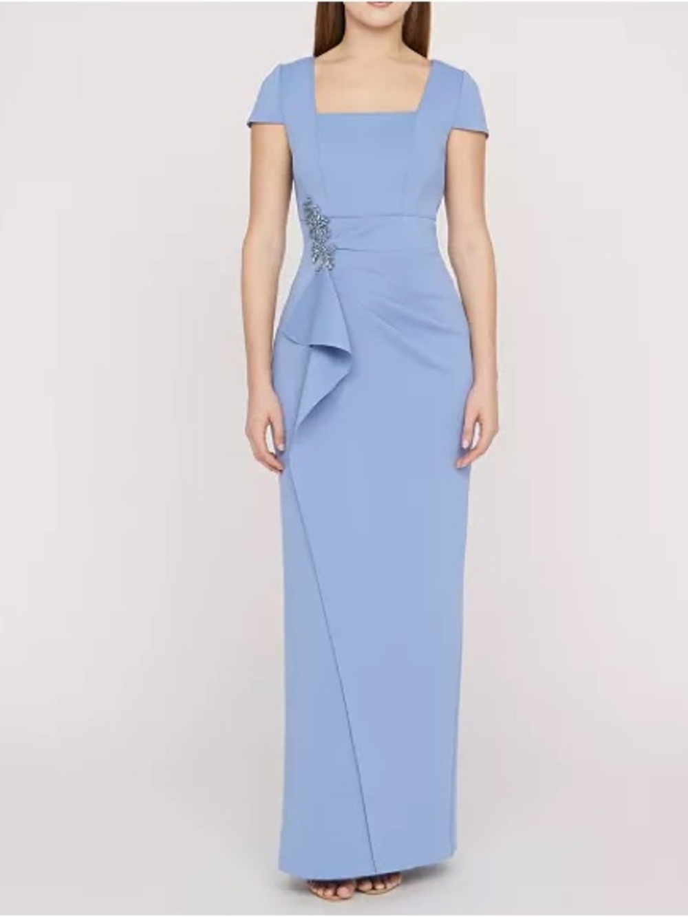 Js Collections Square Neck Front Cascade Gown